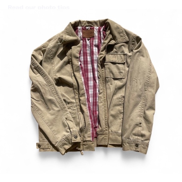 Cherokee Tan Military Field Jacket with Utility Style XL - Picture 1 of 6